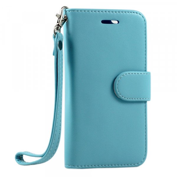 Wholesale iPhone 6 4.7 Folio Flip Leather Wallet Case with Strap (Blue)